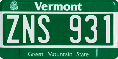 VT license plate ZNS931
