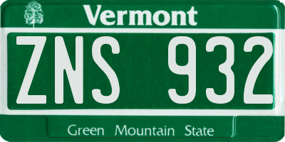 VT license plate ZNS932