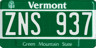 VT license plate ZNS937