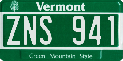 VT license plate ZNS941