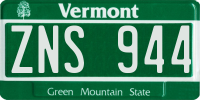 VT license plate ZNS944