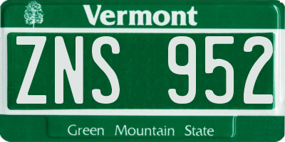 VT license plate ZNS952