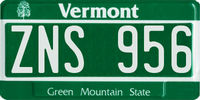 VT license plate ZNS956