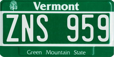 VT license plate ZNS959