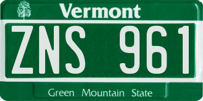 VT license plate ZNS961