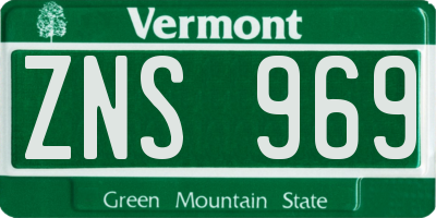 VT license plate ZNS969