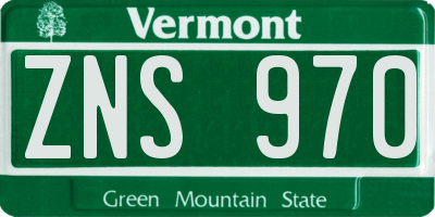 VT license plate ZNS970