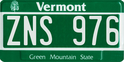 VT license plate ZNS976