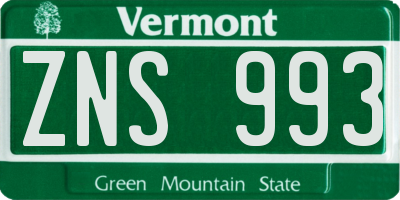 VT license plate ZNS993