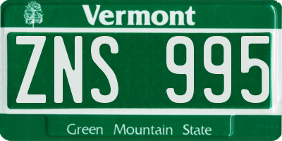 VT license plate ZNS995