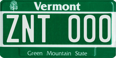 VT license plate ZNT000