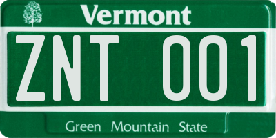 VT license plate ZNT001