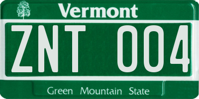 VT license plate ZNT004
