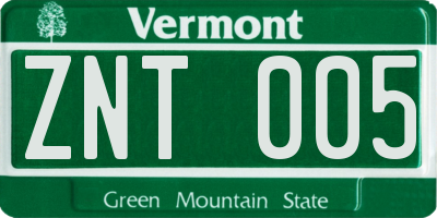 VT license plate ZNT005