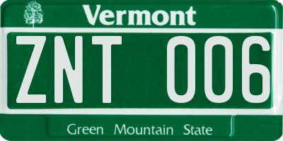 VT license plate ZNT006