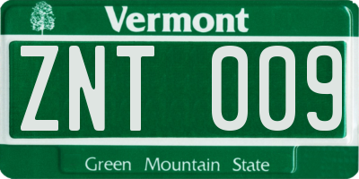 VT license plate ZNT009