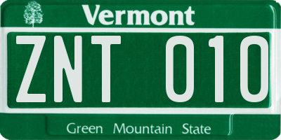 VT license plate ZNT010