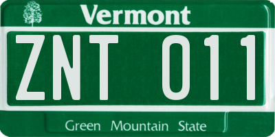 VT license plate ZNT011