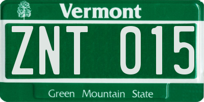 VT license plate ZNT015