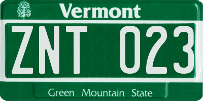 VT license plate ZNT023