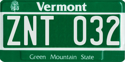 VT license plate ZNT032