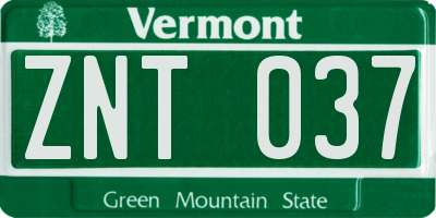 VT license plate ZNT037