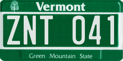 VT license plate ZNT041