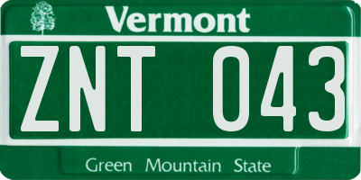 VT license plate ZNT043