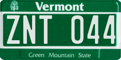 VT license plate ZNT044