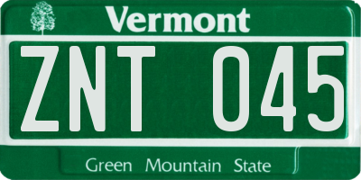 VT license plate ZNT045
