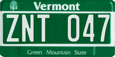 VT license plate ZNT047