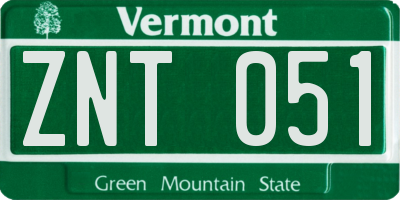 VT license plate ZNT051