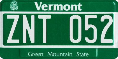 VT license plate ZNT052