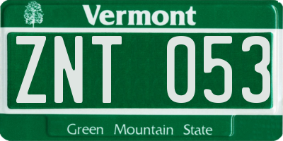 VT license plate ZNT053