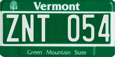 VT license plate ZNT054