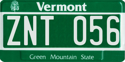 VT license plate ZNT056