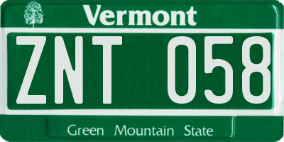 VT license plate ZNT058