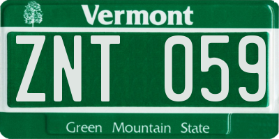 VT license plate ZNT059