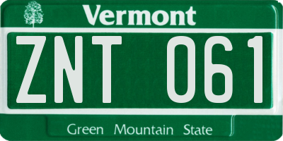 VT license plate ZNT061