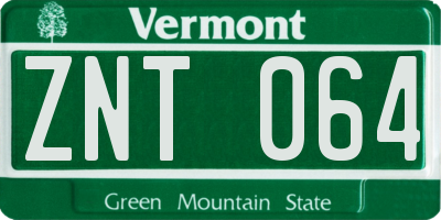 VT license plate ZNT064