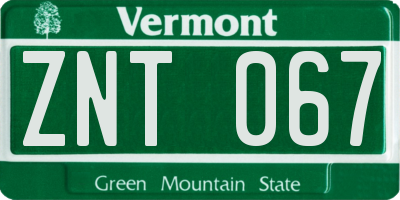 VT license plate ZNT067