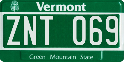 VT license plate ZNT069