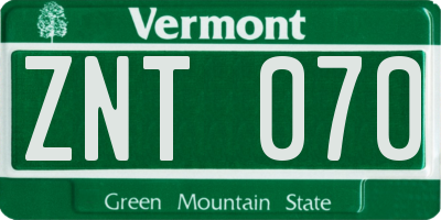 VT license plate ZNT070