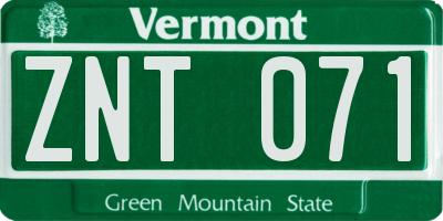 VT license plate ZNT071