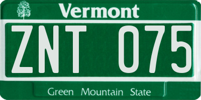 VT license plate ZNT075