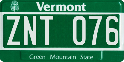 VT license plate ZNT076
