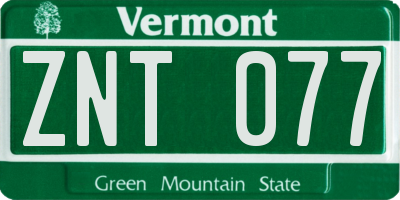 VT license plate ZNT077