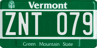 VT license plate ZNT079