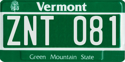 VT license plate ZNT081