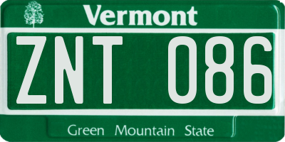 VT license plate ZNT086